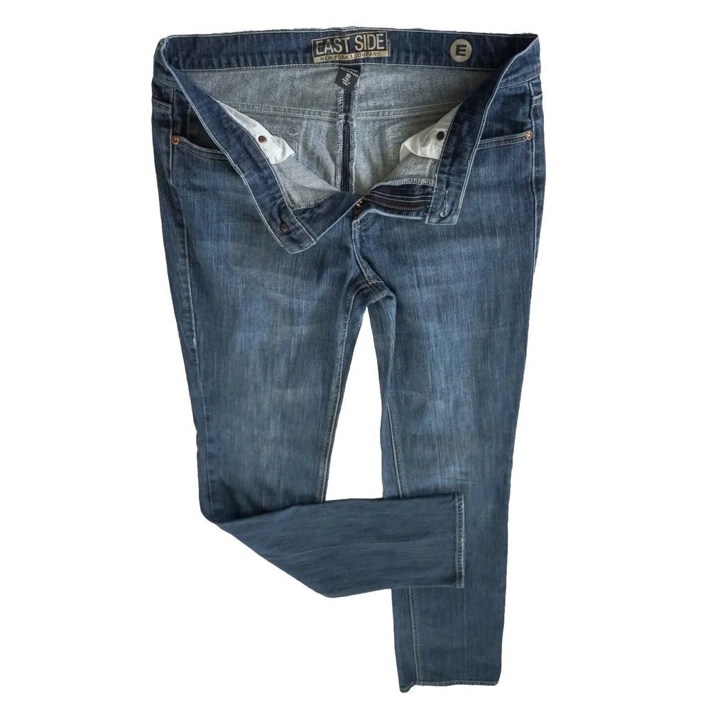 East Side Women 10 Tall Denim Jeans Inseam 33 Flex Straight Blue New York Compan